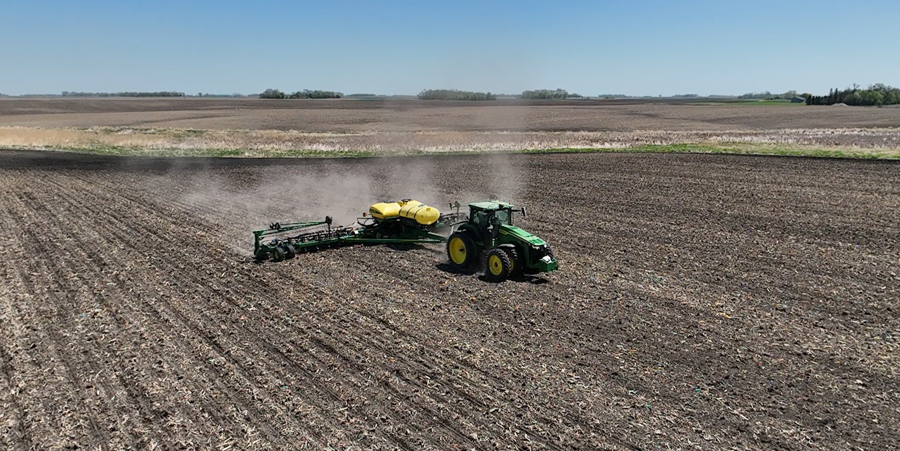 Planter working across a west-central Minnesota field